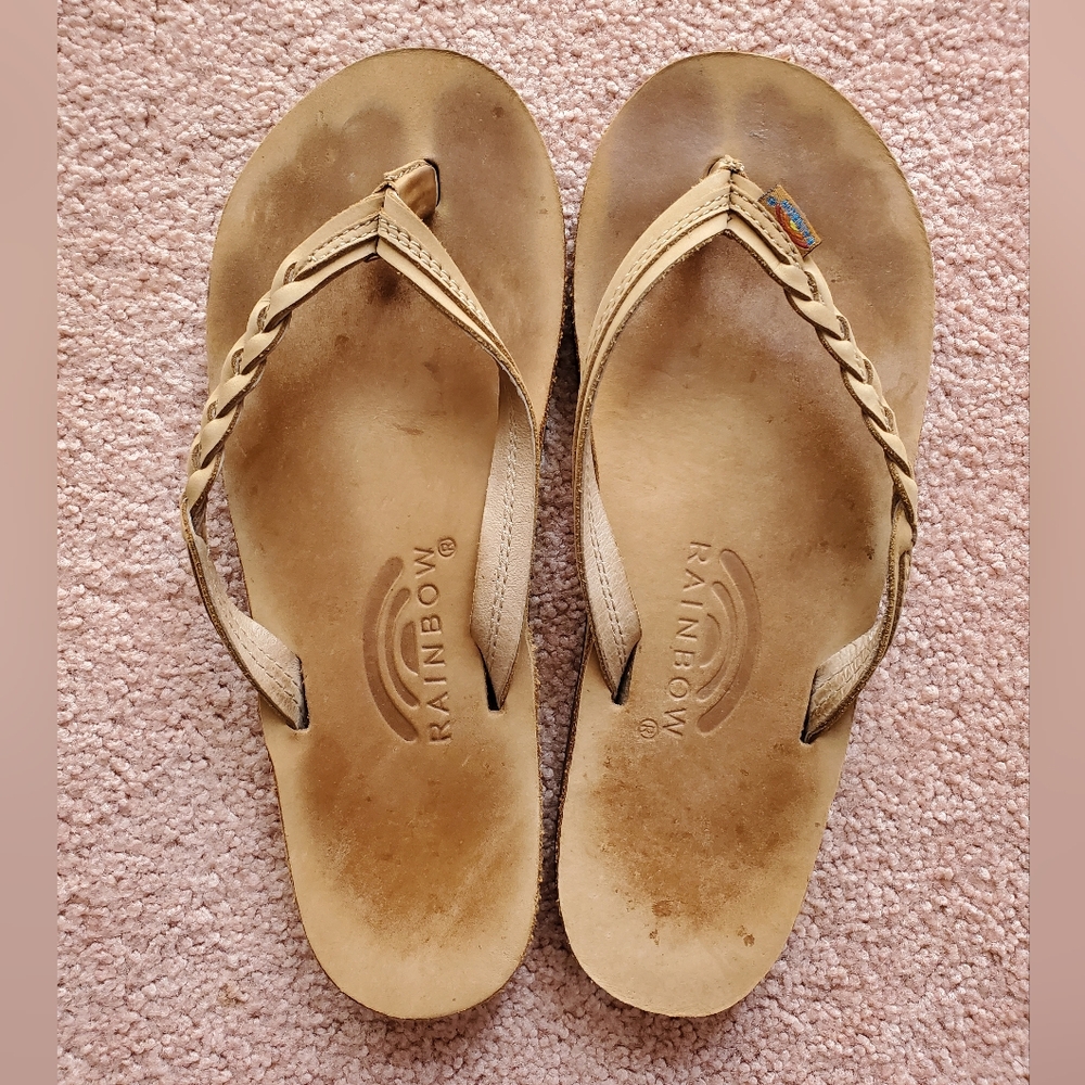 Rainbow Flirty Braidy Leather Sandal